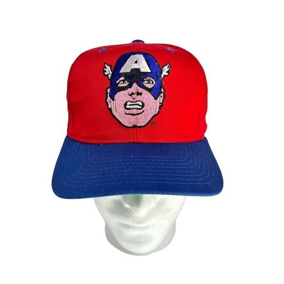 Vintage Captain America Marvel Comics 90s American Needle Hat Cap Blockhead - Picture 2 of 7